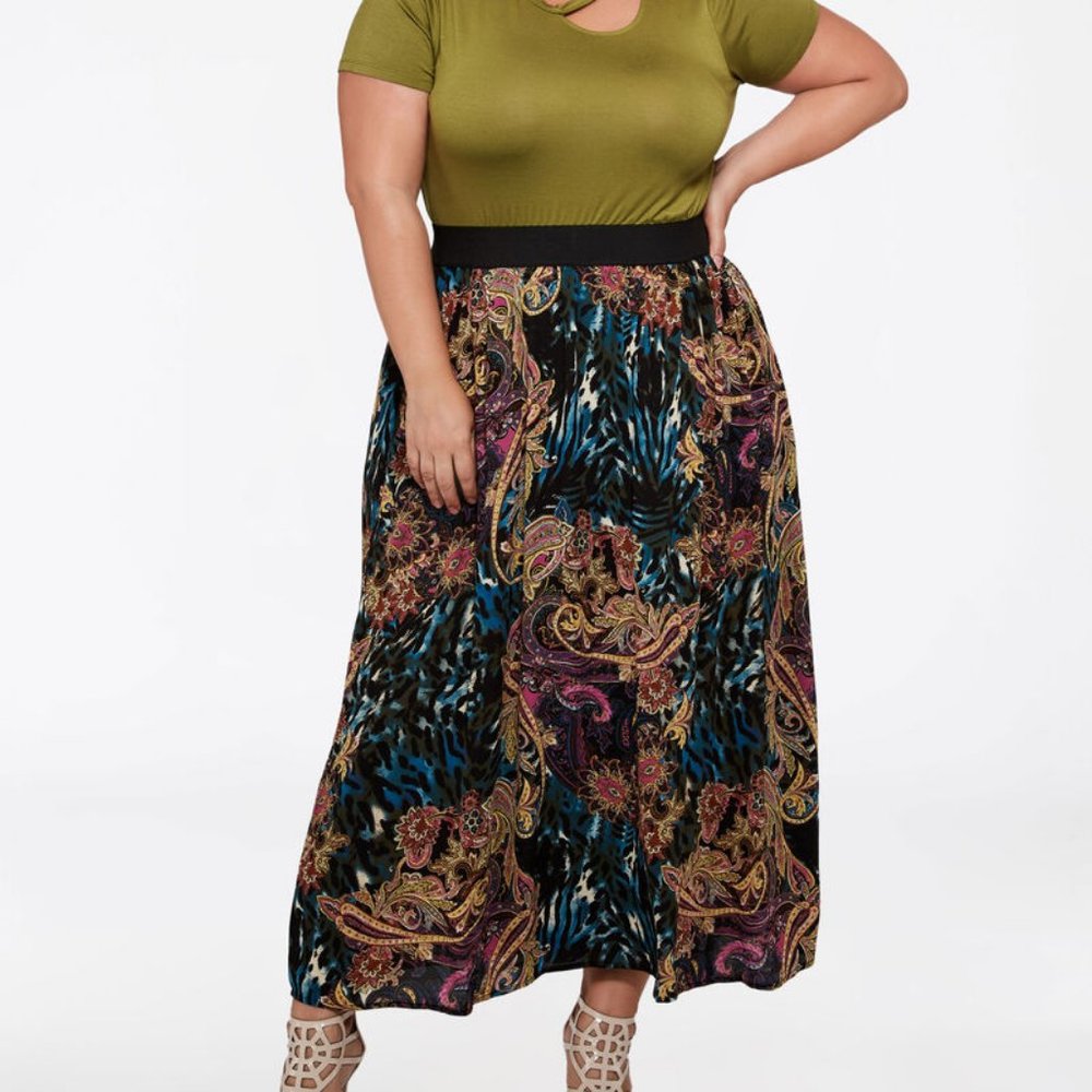 NEW ASHLEY STEWART PAISLEY SKIRT